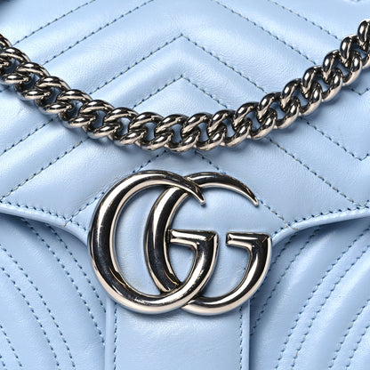 Gucci Calfskin Matelasse Small GG Marmont Shoulder Bag Porcelain Light Blue 8 of 11