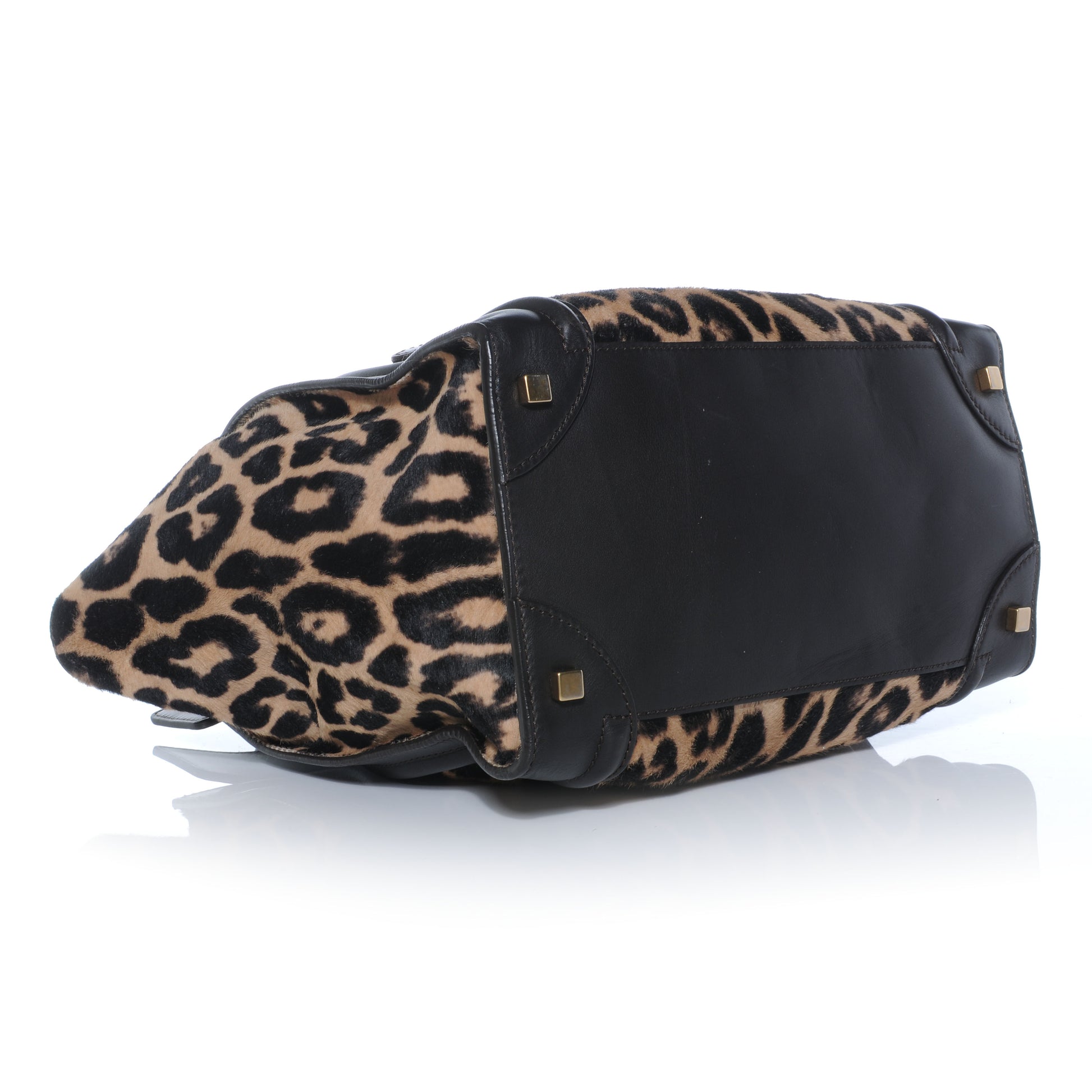 Celine Leopard Pony Hair Mini Luggage Brown 4 of 9