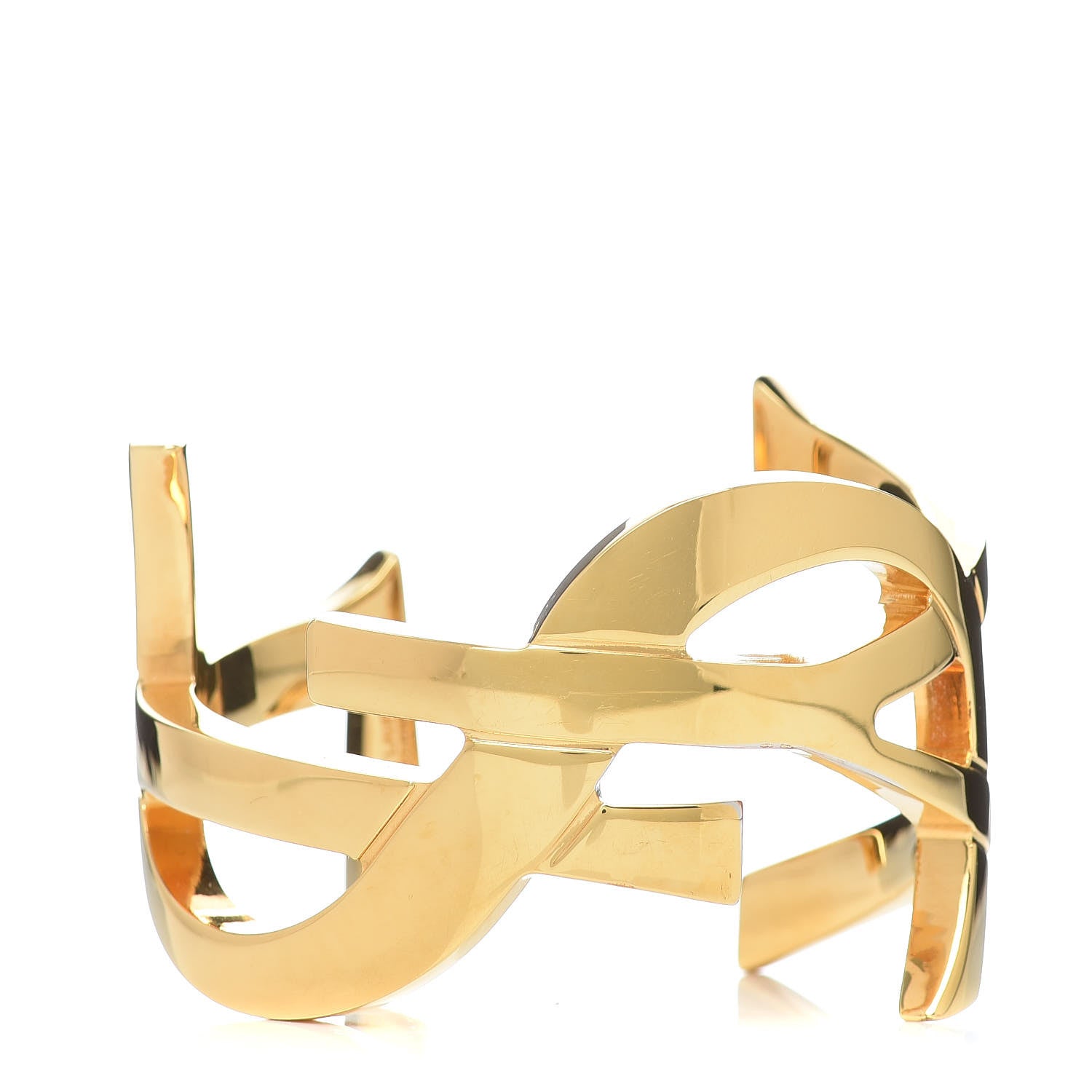 Saint Laurent Brass Monogram Medium Cuff Bracelet Gold 1 of 7