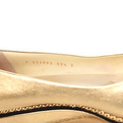 Chanel Lambskin Grosgrain Cap Toe CC Wedge Pumps 39.5 Gold 9 of 10