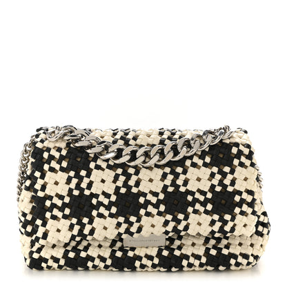 Stella McCartney Eco Alter Nappa Woven Bex Shoulder Bag Black Ivory 1 of 12