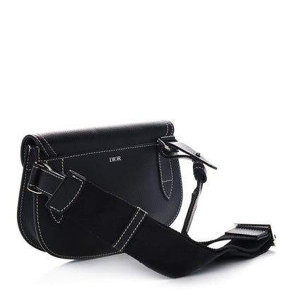 Christian Dior X KAWS Grained Calfskin Saddle Pouch Black 3 of 11