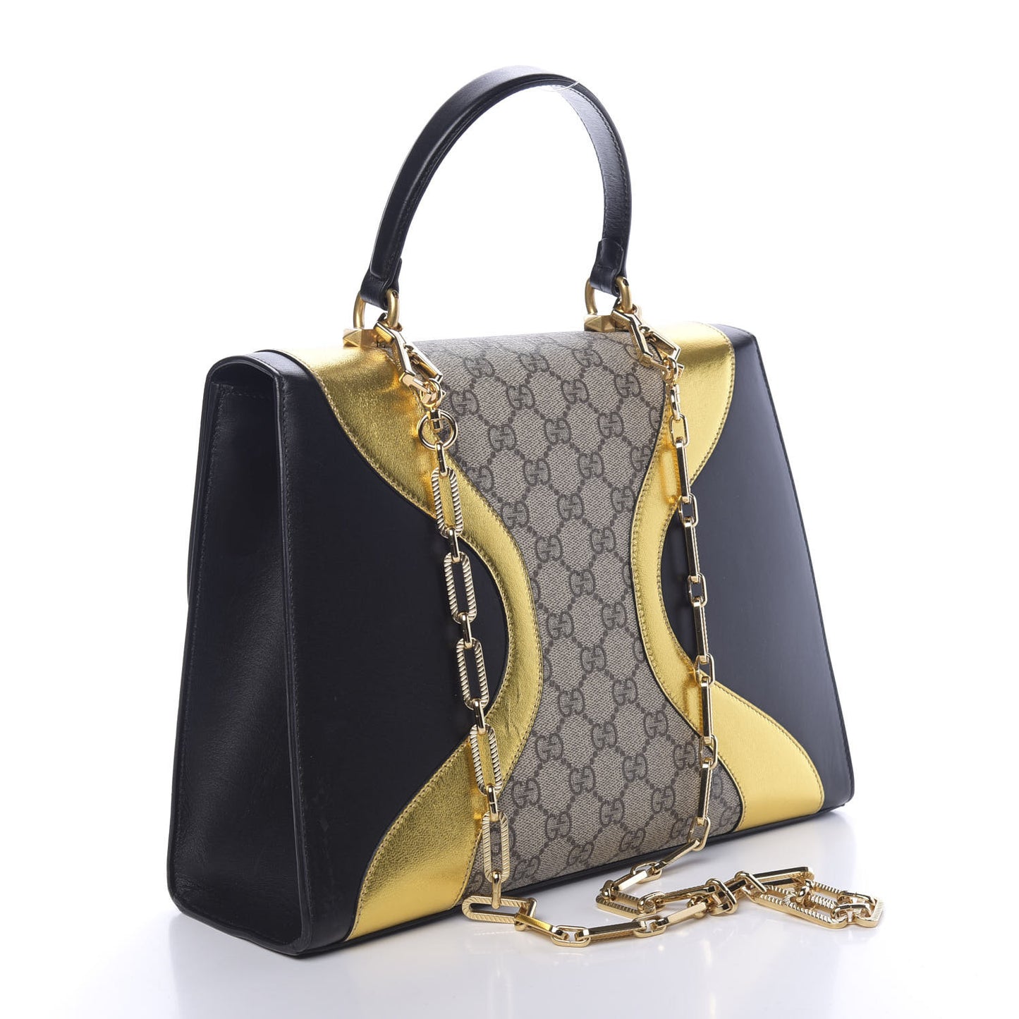 Nappa GG Supreme Monogram Medium Osiride Top Handle Bag Black Oro Vecchio Beige Ebony