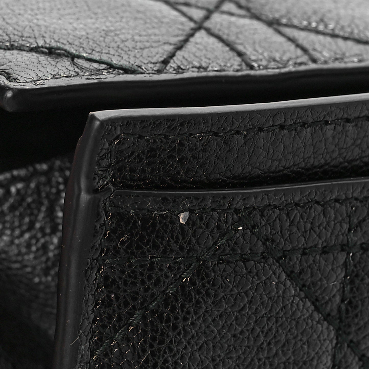 Grained Calfskin Cannage Lady Dior Rendezvous Chain Wallet Black