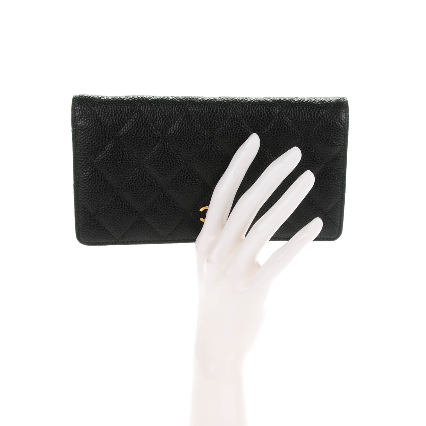 Caviar Quilted Yen Wallet Black