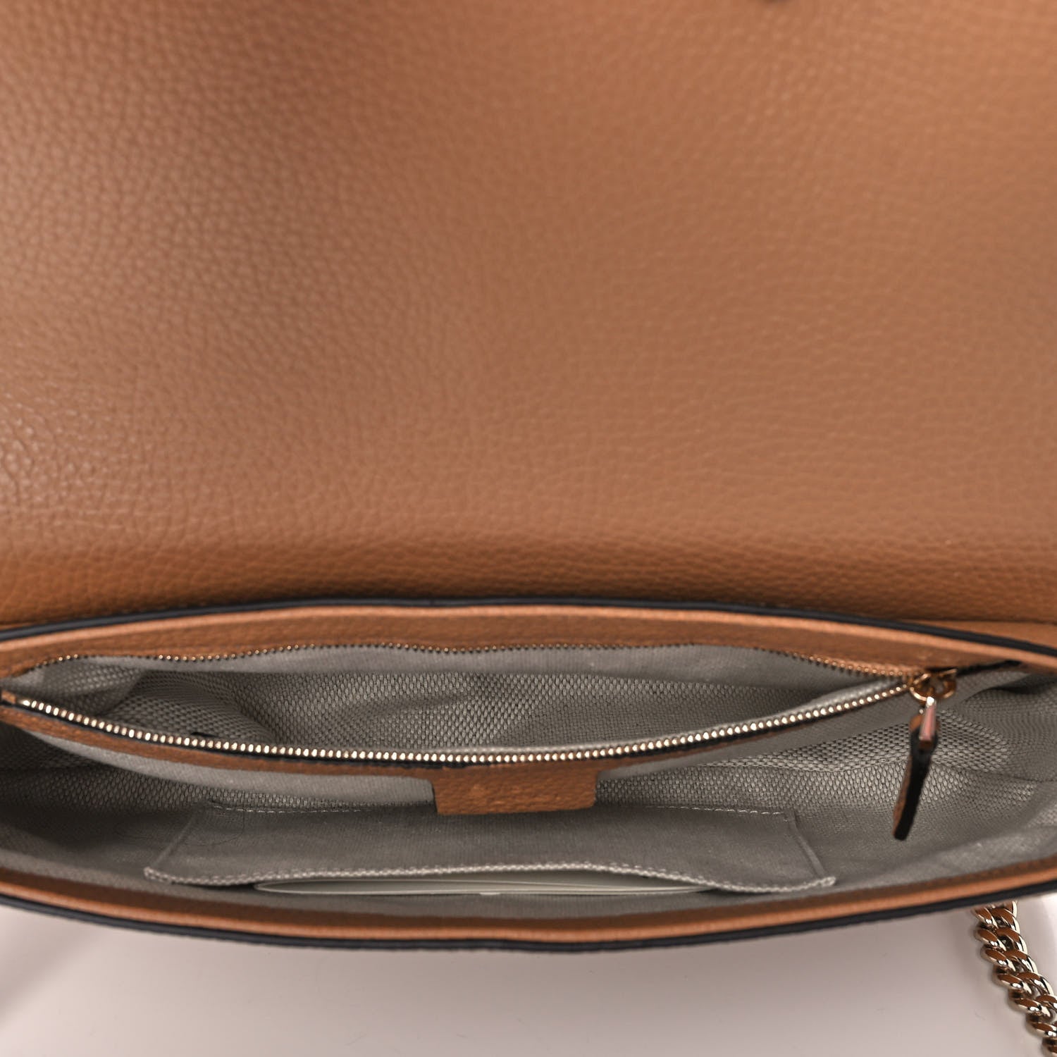 Gucci Pebbled Calfskin Medium Soho Flap Crossbody Camelia 5 of 11