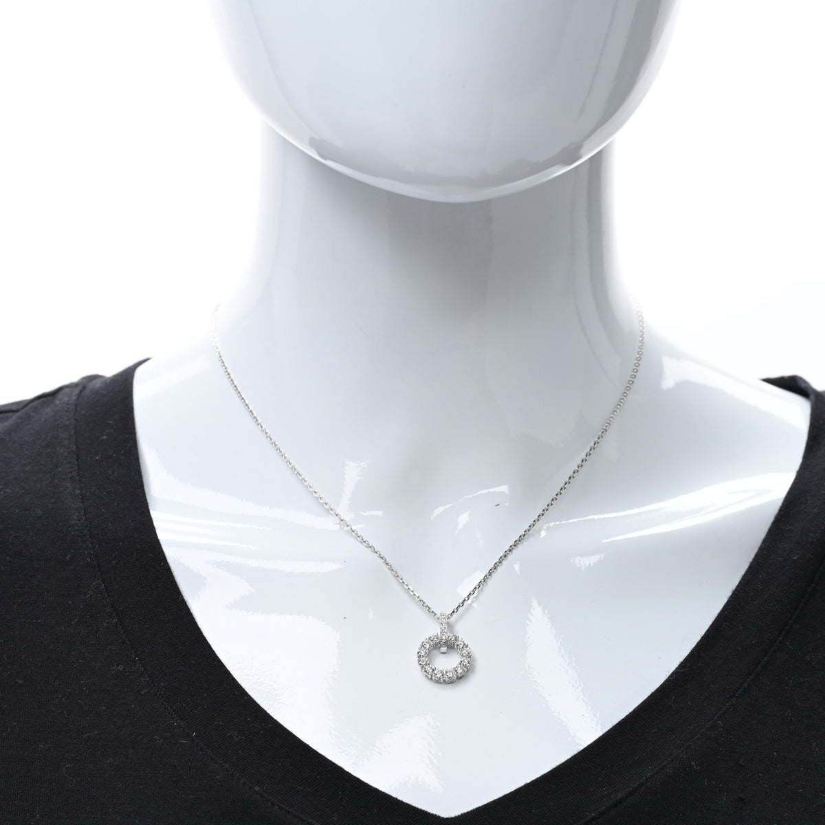 Chopard 18K White Gold Diamond Circle Pendant Necklace 2 of 4