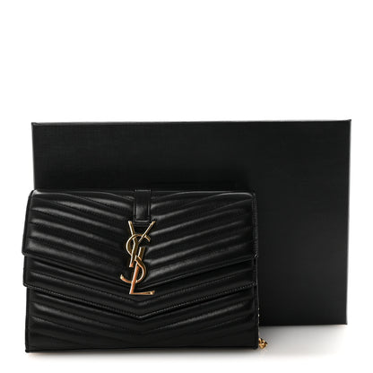 Saint Laurent Lambskin Matelasse Chevron Monogram Sulpice Chain Wallet Black 10 of 10