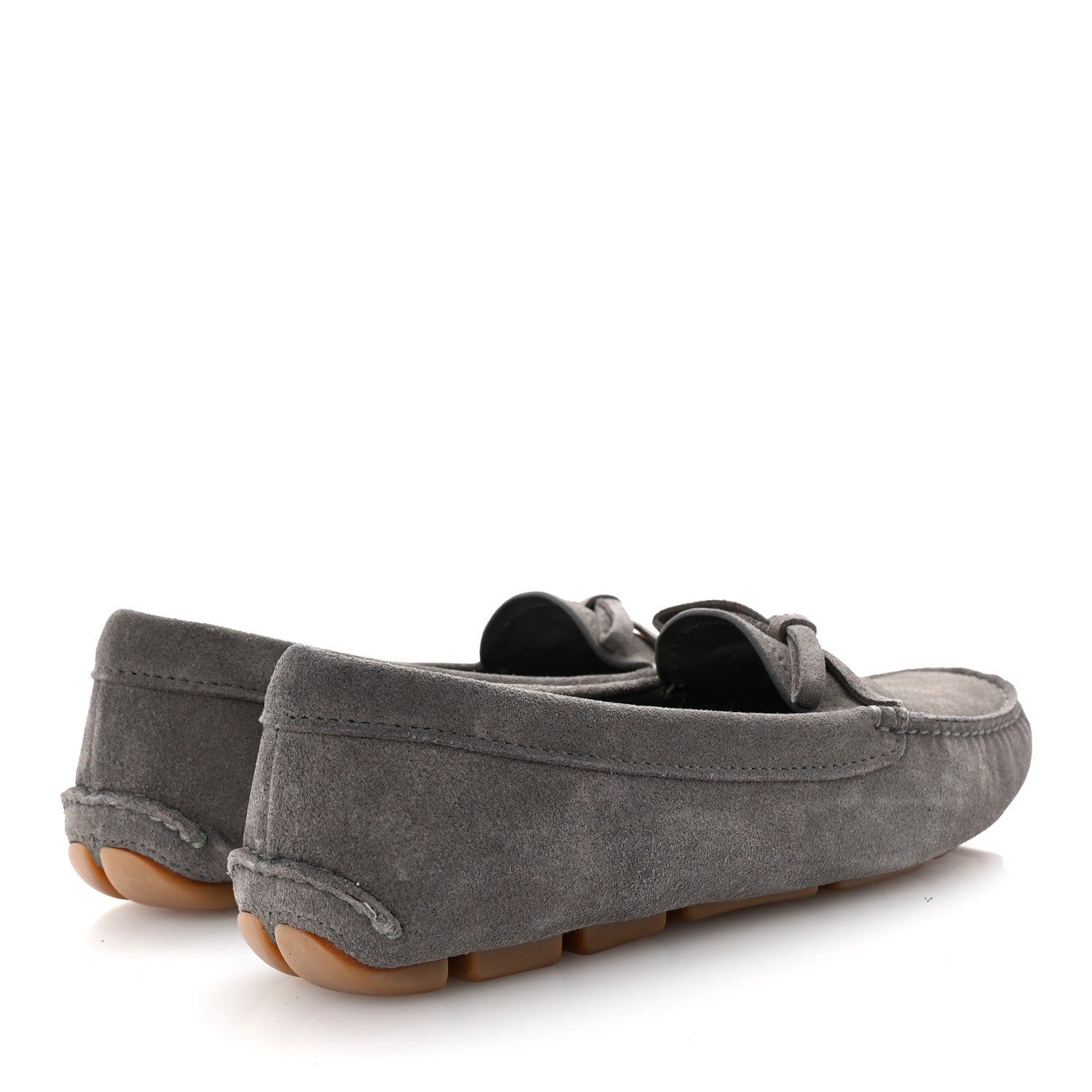 Prada Scamosciato Suede Bow Loafer 36 Ghiaia 5 of 10