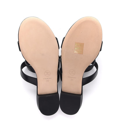 Chanel Calfskin CC Turnlock Mule Sandals 38 Black 5 of 9