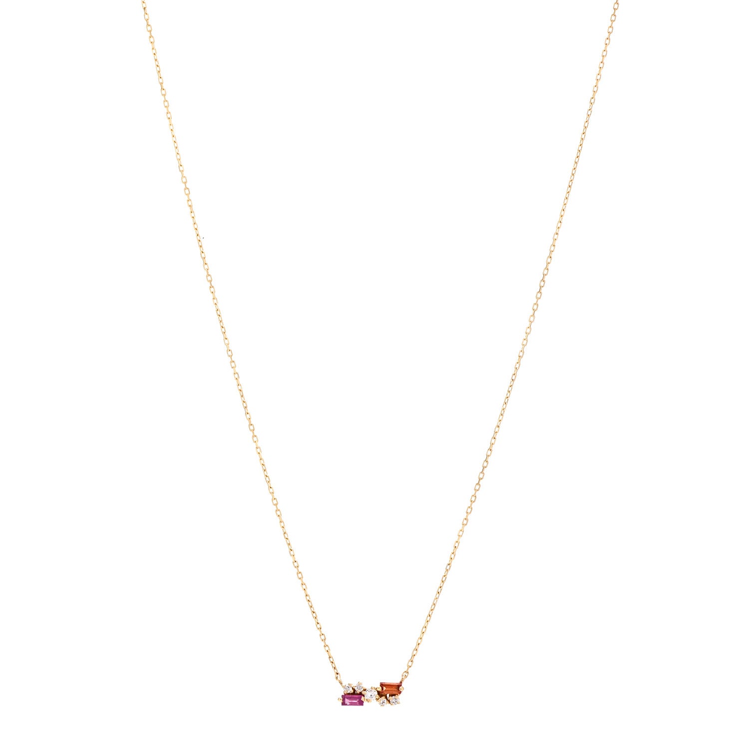 Suzanne Kalan 18K Yellow Gold Diamond Pink Sapphire Orange Topaz Pendant Necklace 1 of 5