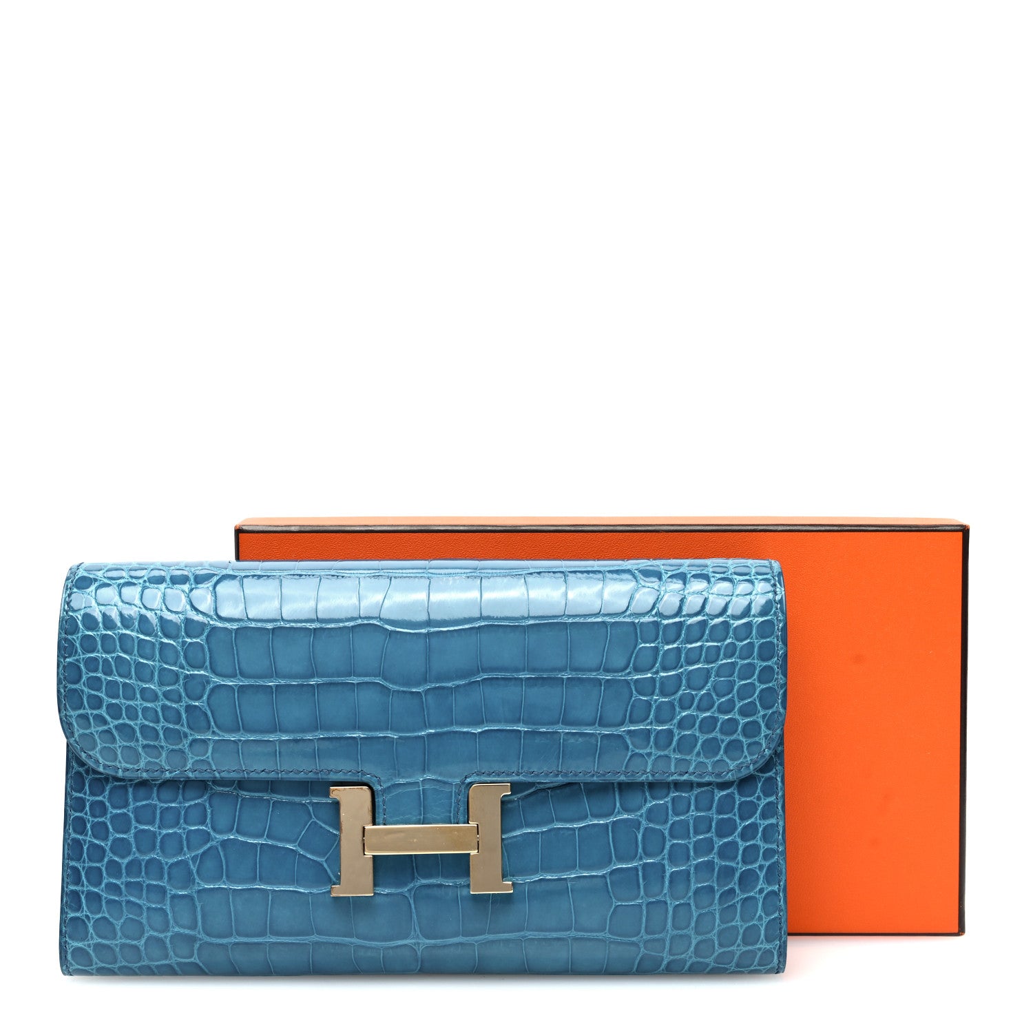 Hermes Shiny Alligator Constance Wallet Bleu Izmir 8 of 8