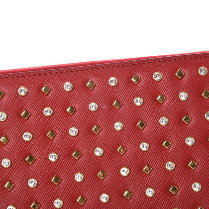 MCM Saffiano Studded Zip Wallet Red 9 of 11