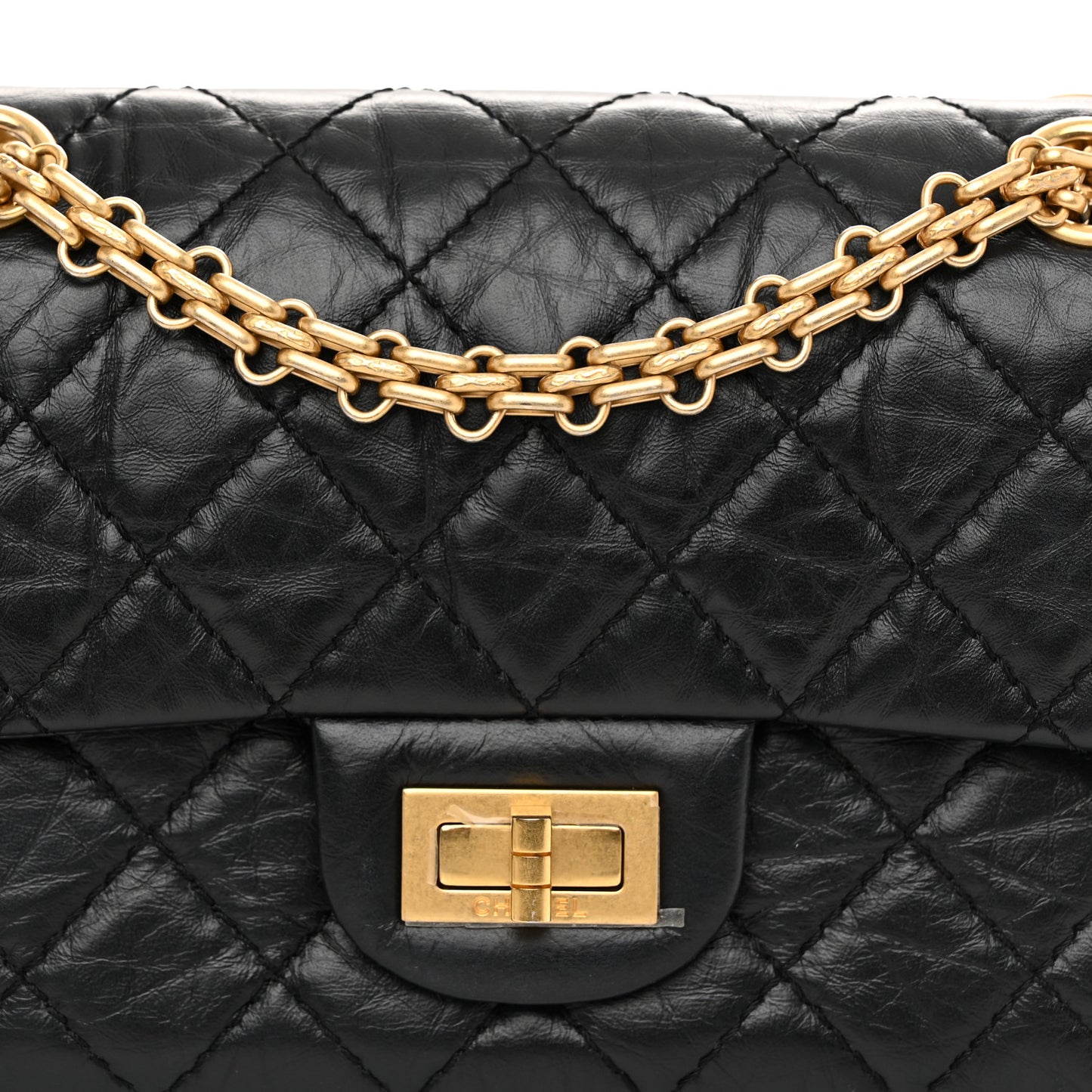Aged Calfskin Quilted 2.55 Reissue Mini Flap Black