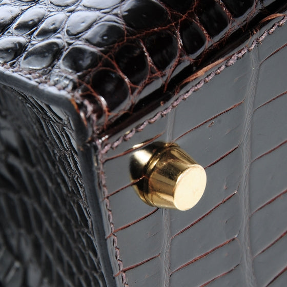 Shiny Porosus Crocodile Kelly Sellier 25 Cocoan