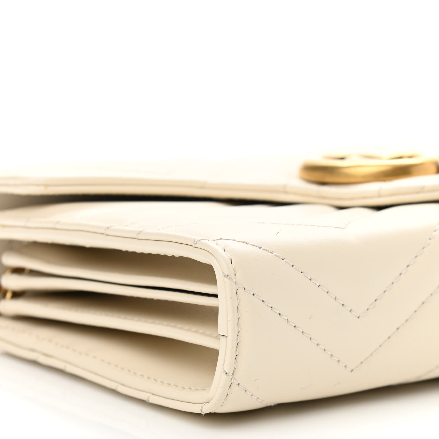 Gucci Calfskin Matelasse GG Marmont Chain Wallet Mystic White 9 of 10