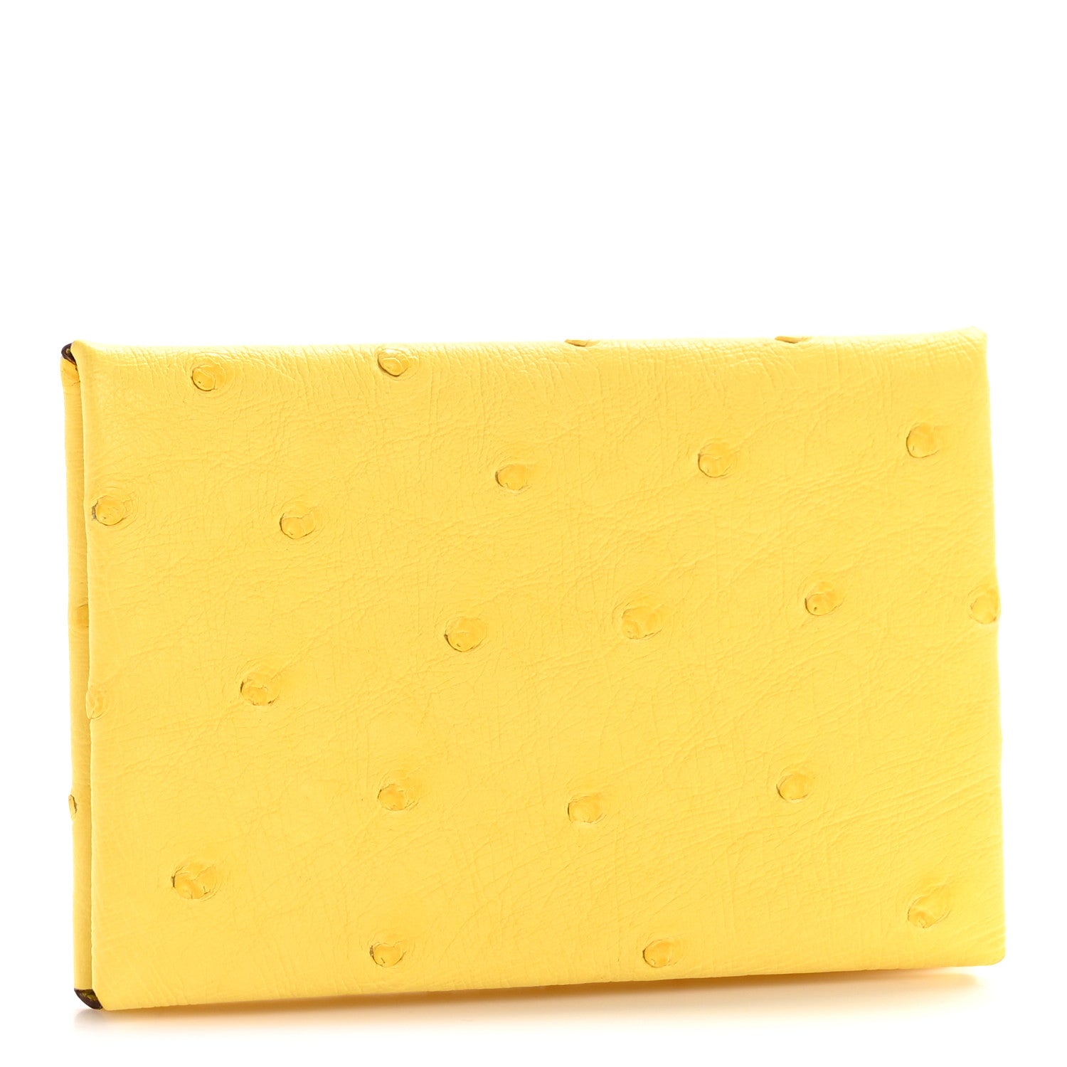 Hermes Ostrich Calvi Card Case Jaune Citron 3 of 8