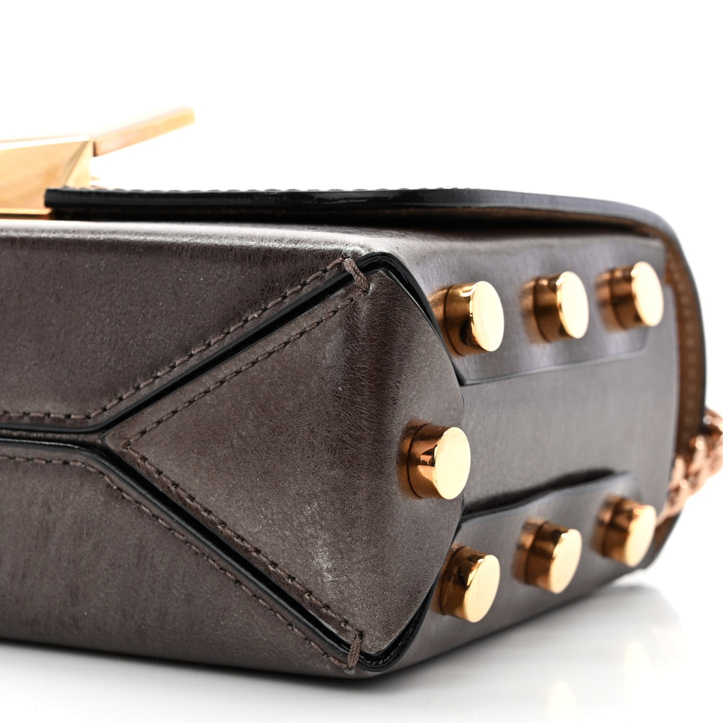 Metallic Spazzolato Etched Lockett Petite Shoulder Bag Brown