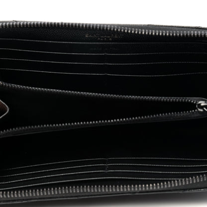 Saint Laurent Grain De Poudre Matelasse Chevron Monogram Zip Around Wallet Black 3 of 4