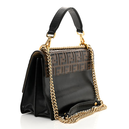 Fendi Vitello Liberty Bi-Color FF 1974 Embossed Chain Strap Kan U Shoulder Bag Black Maya 3 of 18