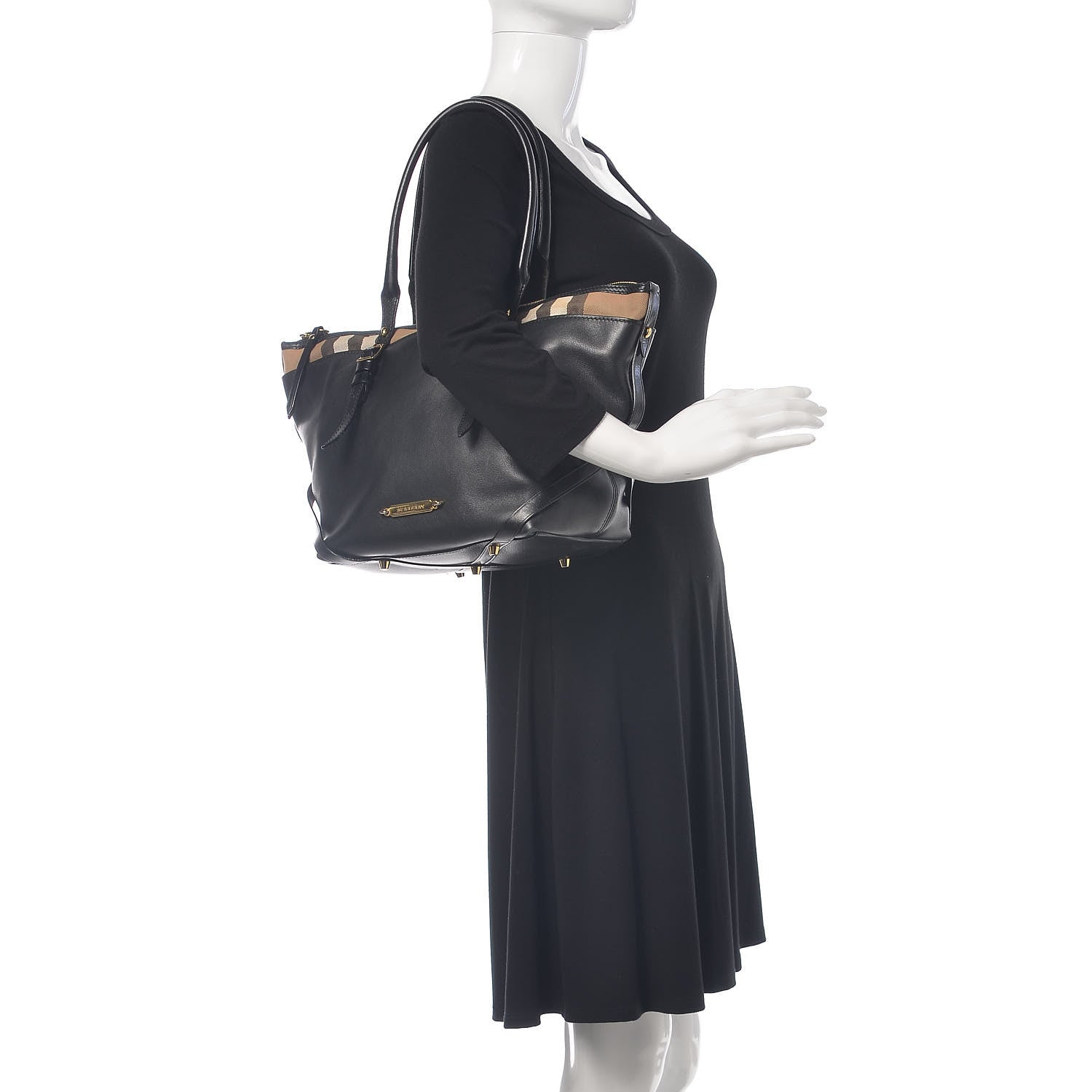 Burberry Calfskin House Check Small Salisbury Tote Black 2 of 11