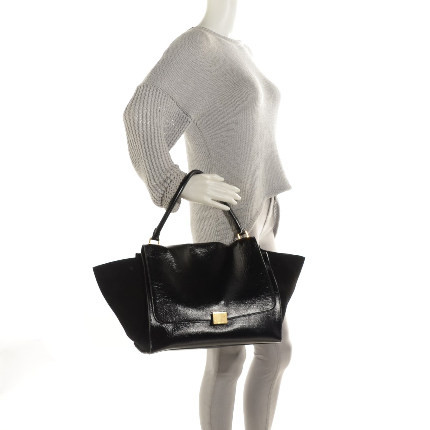 Vernice Suede Large Trapeze Black