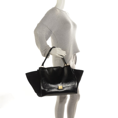 Celine Vernice Suede Large Trapeze Black 2 of 9
