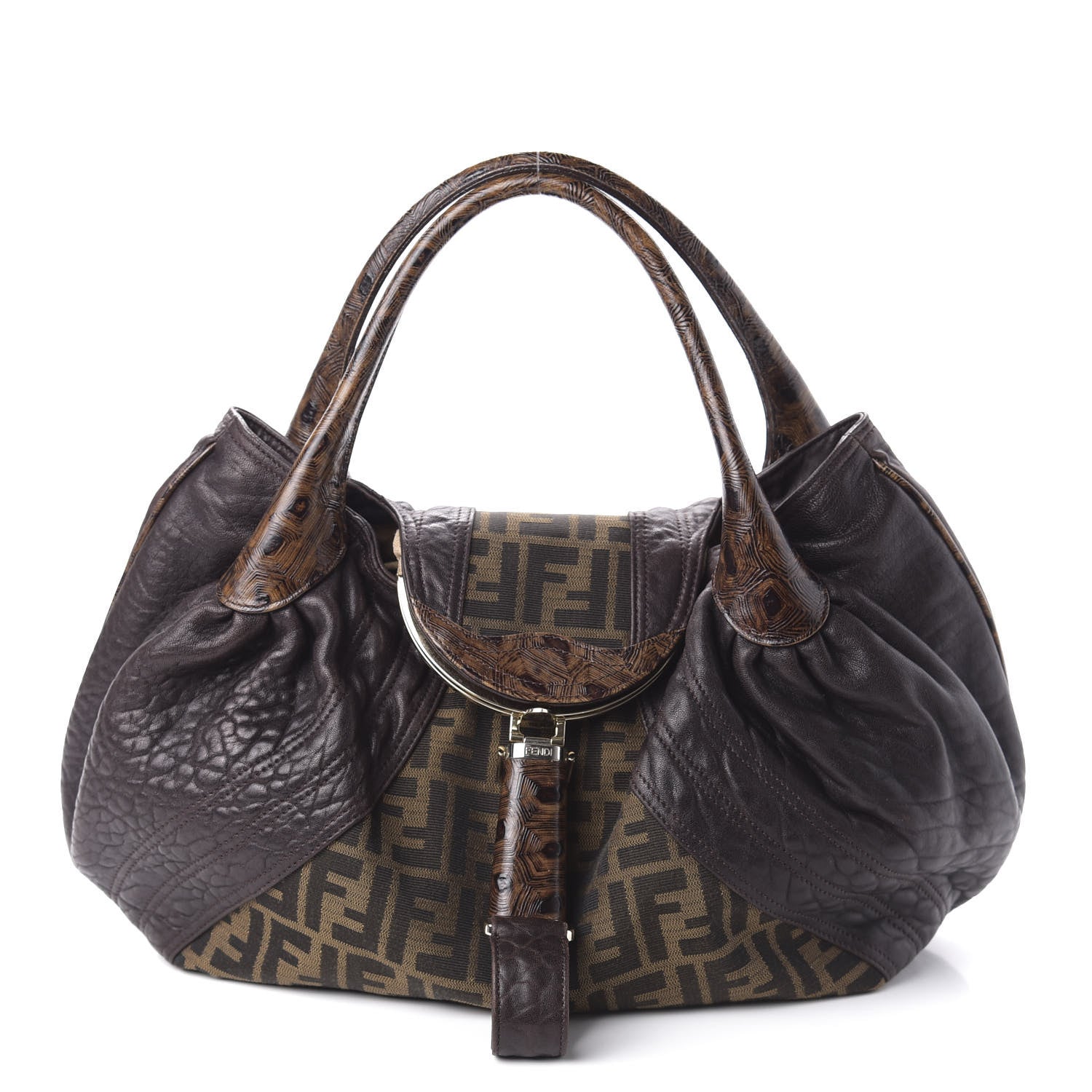 Fendi Zucca Nappa Nuvolata Vitello Tortuga Spy Tobacco Moro 1 of 9
