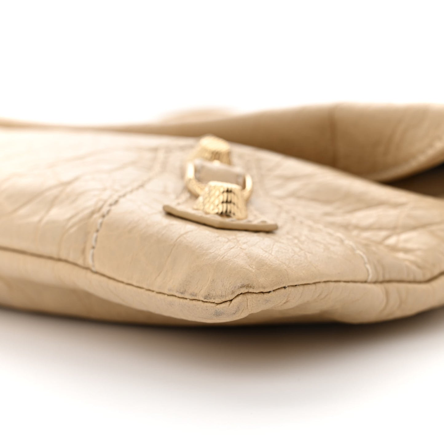 Agneau Giant 12 Gold Hardware Envelope Strap Clutch Pralaine
