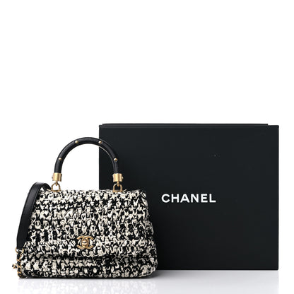 Chanel Tweed Quilted Mini Coco Handle Flap Black Beige 11 of 11