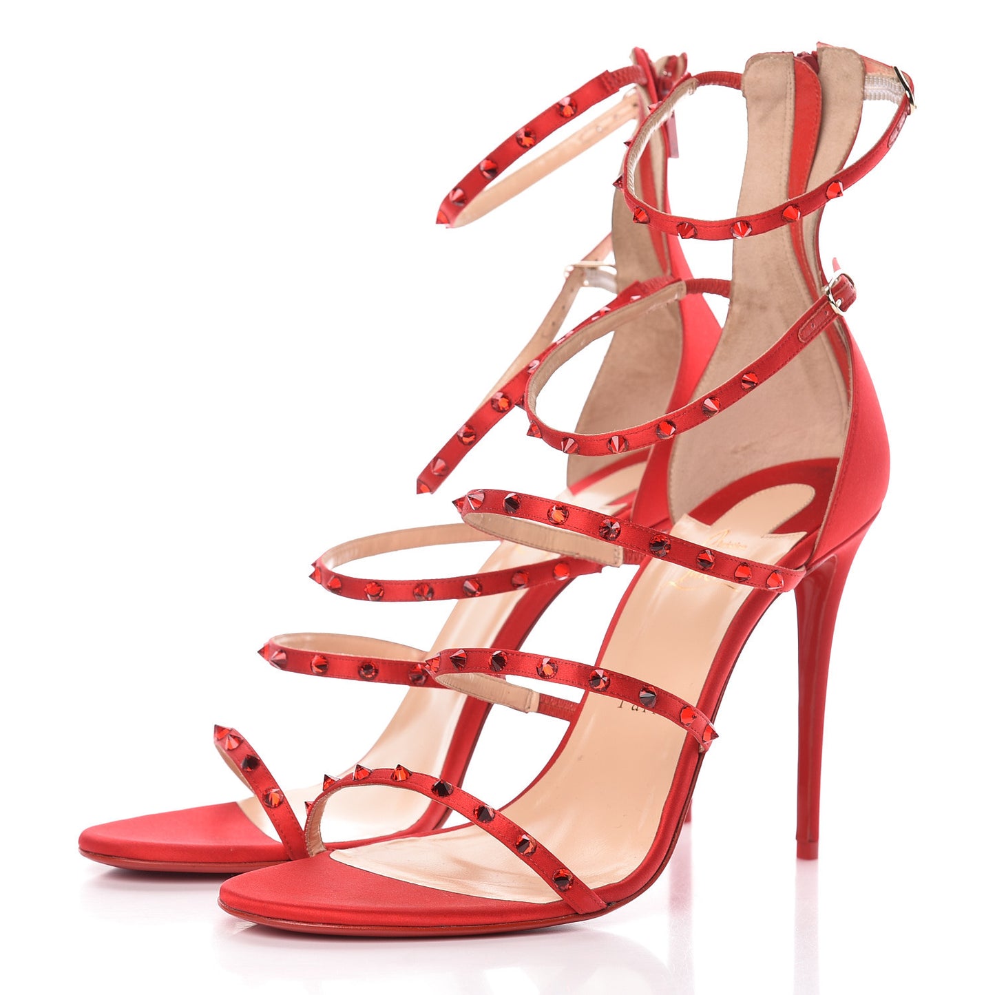 Crepe Satin Crystal Spikes Forever KST Sandal 41 Version Loubi