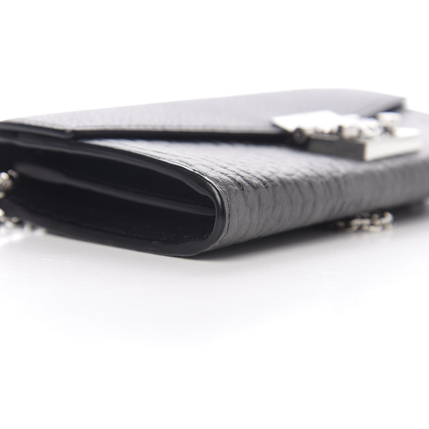 Visetos Calfskin Large Patricia Wallet On Chain Black