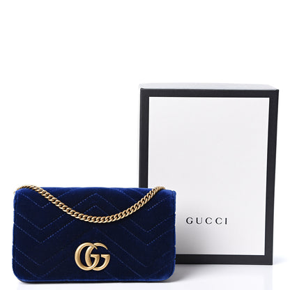 Gucci Velvet Matelasse GG Marmont Mini Bag Cobalt Blue 9 of 9