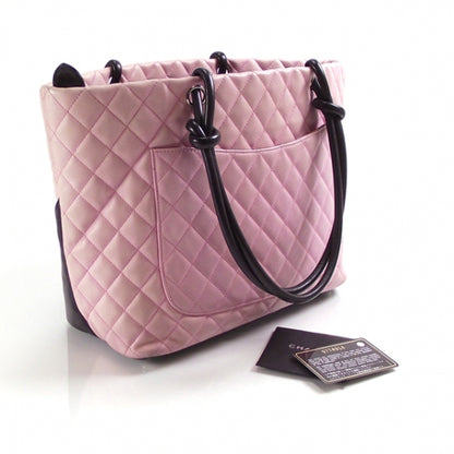 Chanel Calfskin Quilted Large Cambon Tote Pink Black 3 of 10