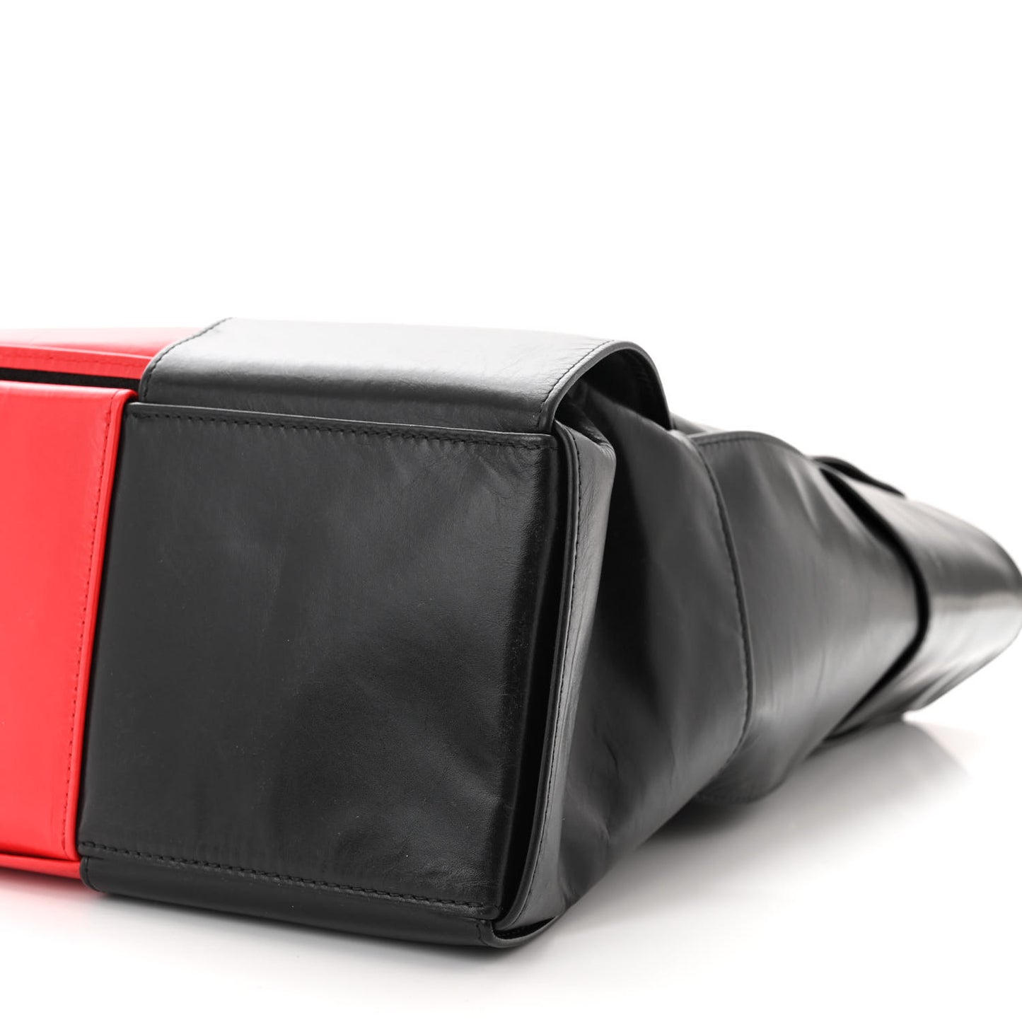 Paper Calfskin Maxi Intrecciato Colorblock Large Arco Tote Black Camomile