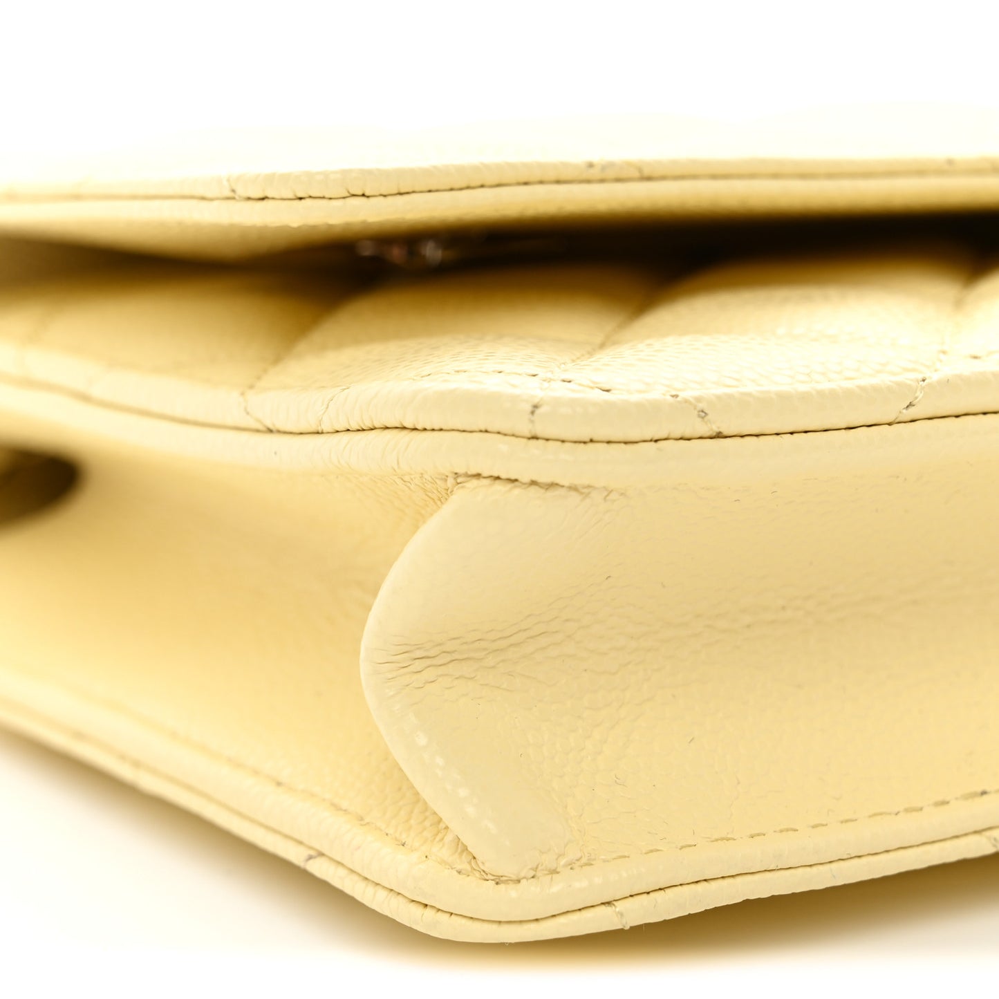 Caviar Quilted CC Turn Lock Wallet On Chain WOC Light Yellow