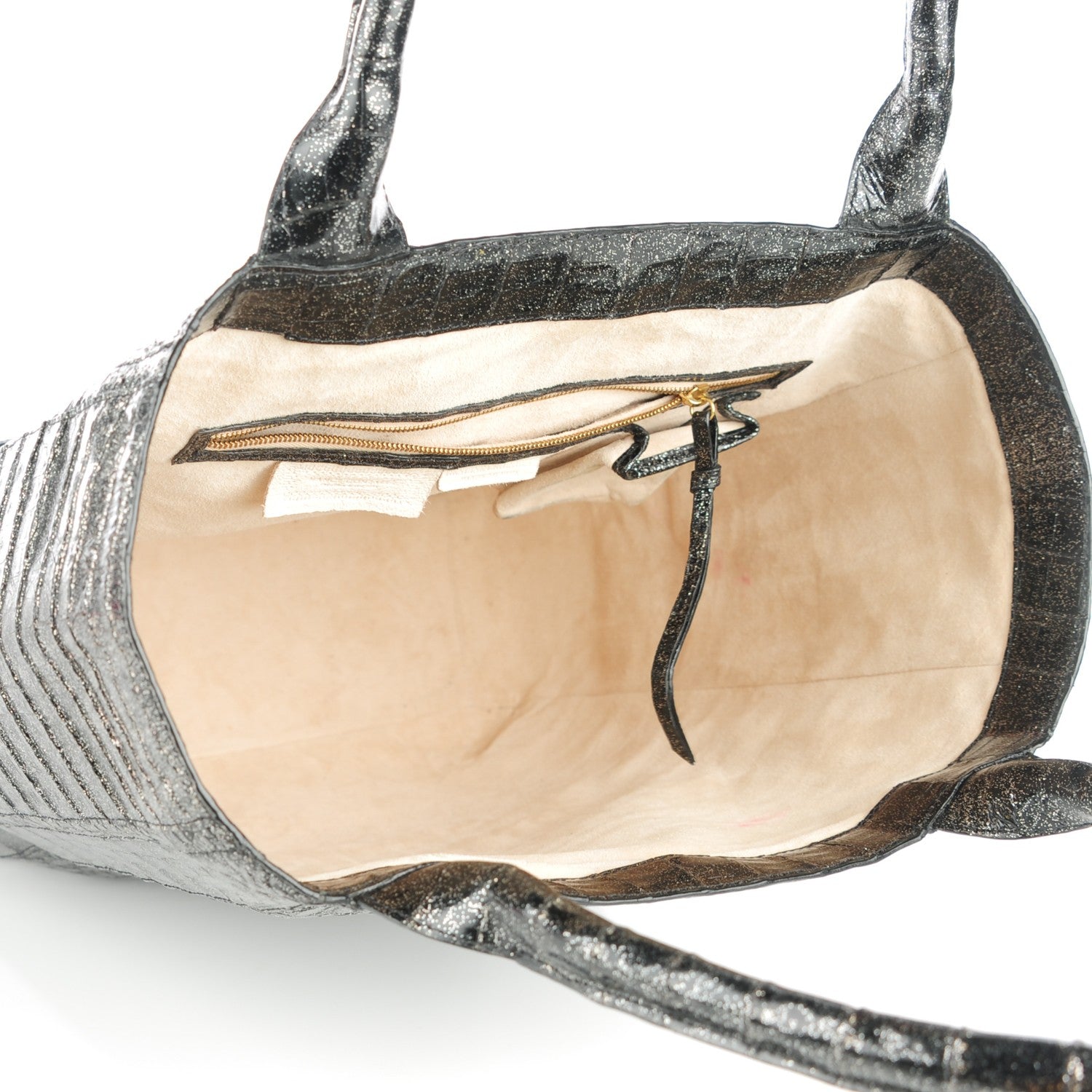 Nancy Gonzalez Crocodile Medium Leaf Tote Black Glitter 5 of 8