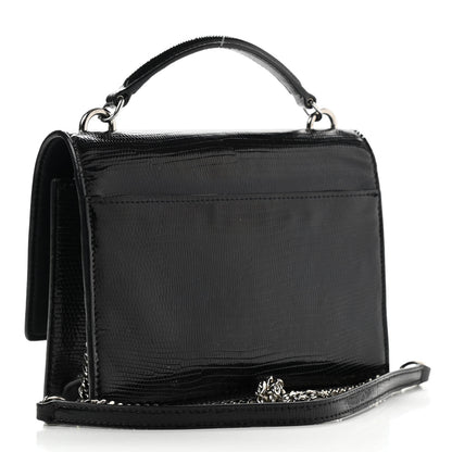 Saint Laurent Calfskin Lizard Embossed Monogram Sunset Chain Wallet Black 3 of 13
