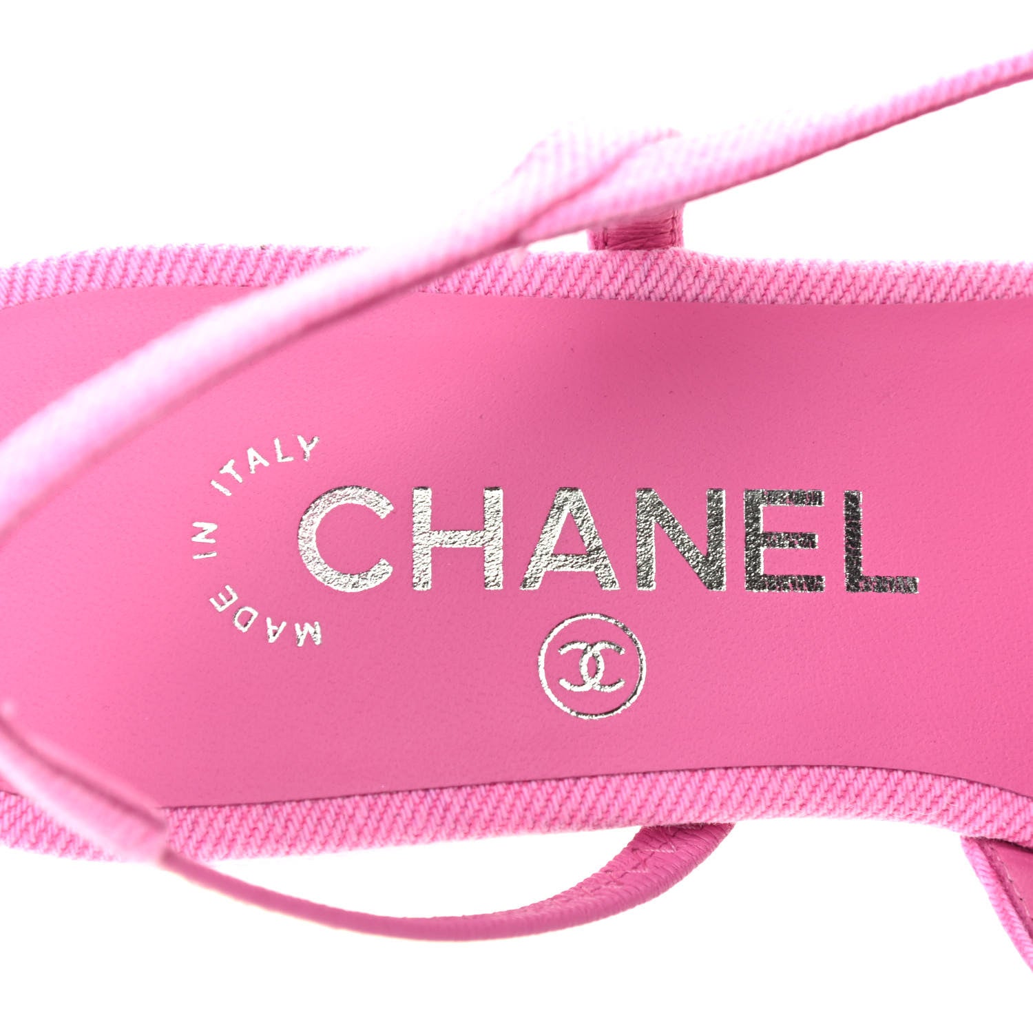 Chanel Denim Cap Toe CC Slingback Flat 37 Neon Pink 6 of 8