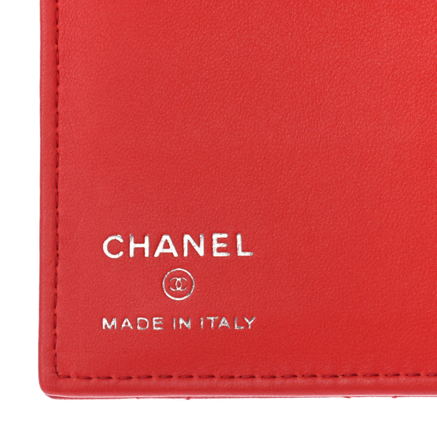 Lambskin Quilted Passport Holder Red