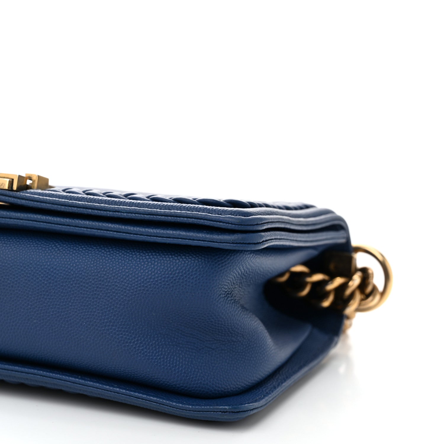 Chanel Caviar Chevron Quilted Braided Medium Boy Flap Blue 10 of 11