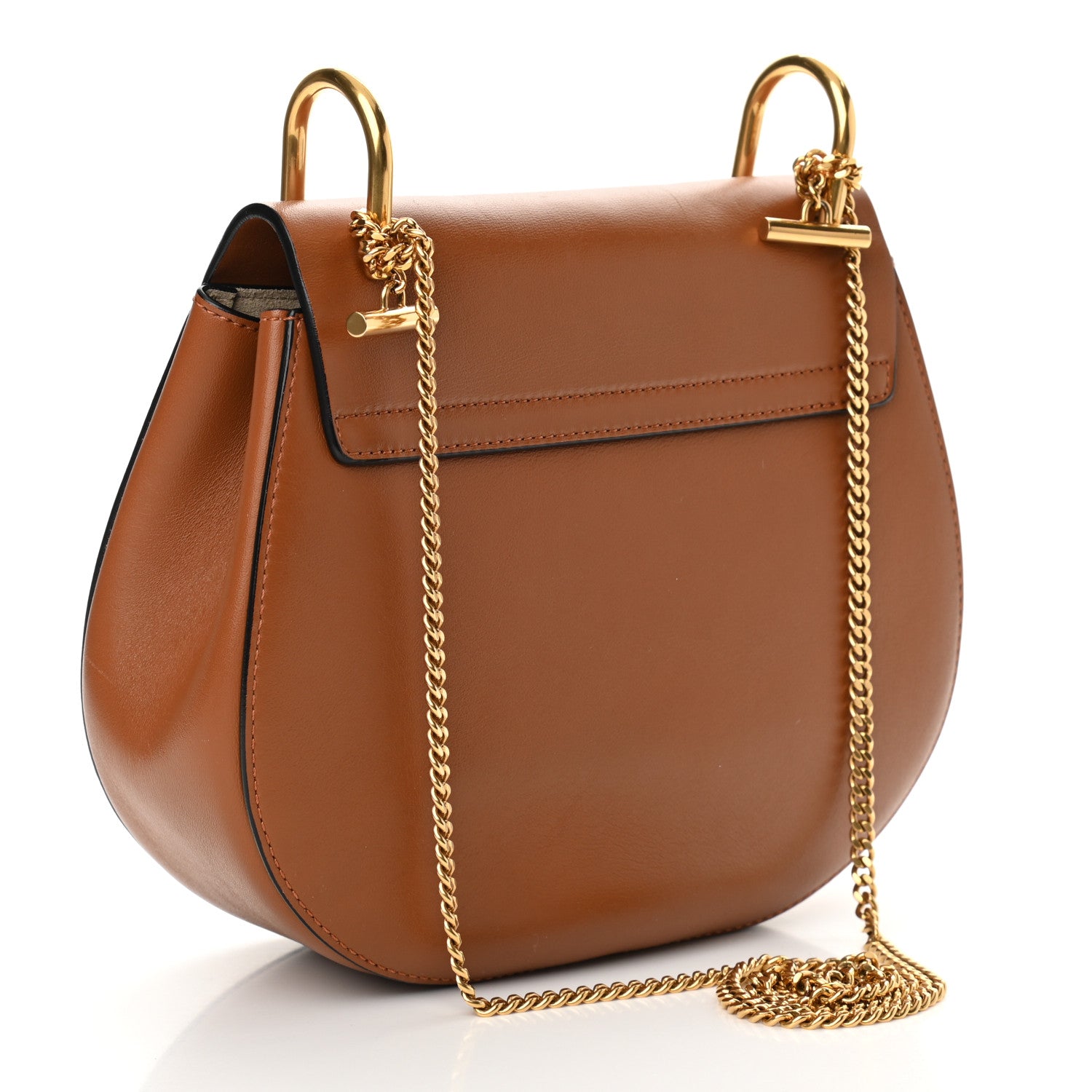 Chloe Smooth Calfskin Suede Striped Patchwork Drew Shoulder Bag Caramel 3 of 10