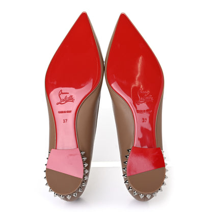Christian Louboutin Nappa Spiked Hall Flats 37 Nude 4 of 4
