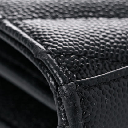 Saint Laurent Grain De Poudre Matelasse Chevron Monogram Chain Wallet Black 16 of 19