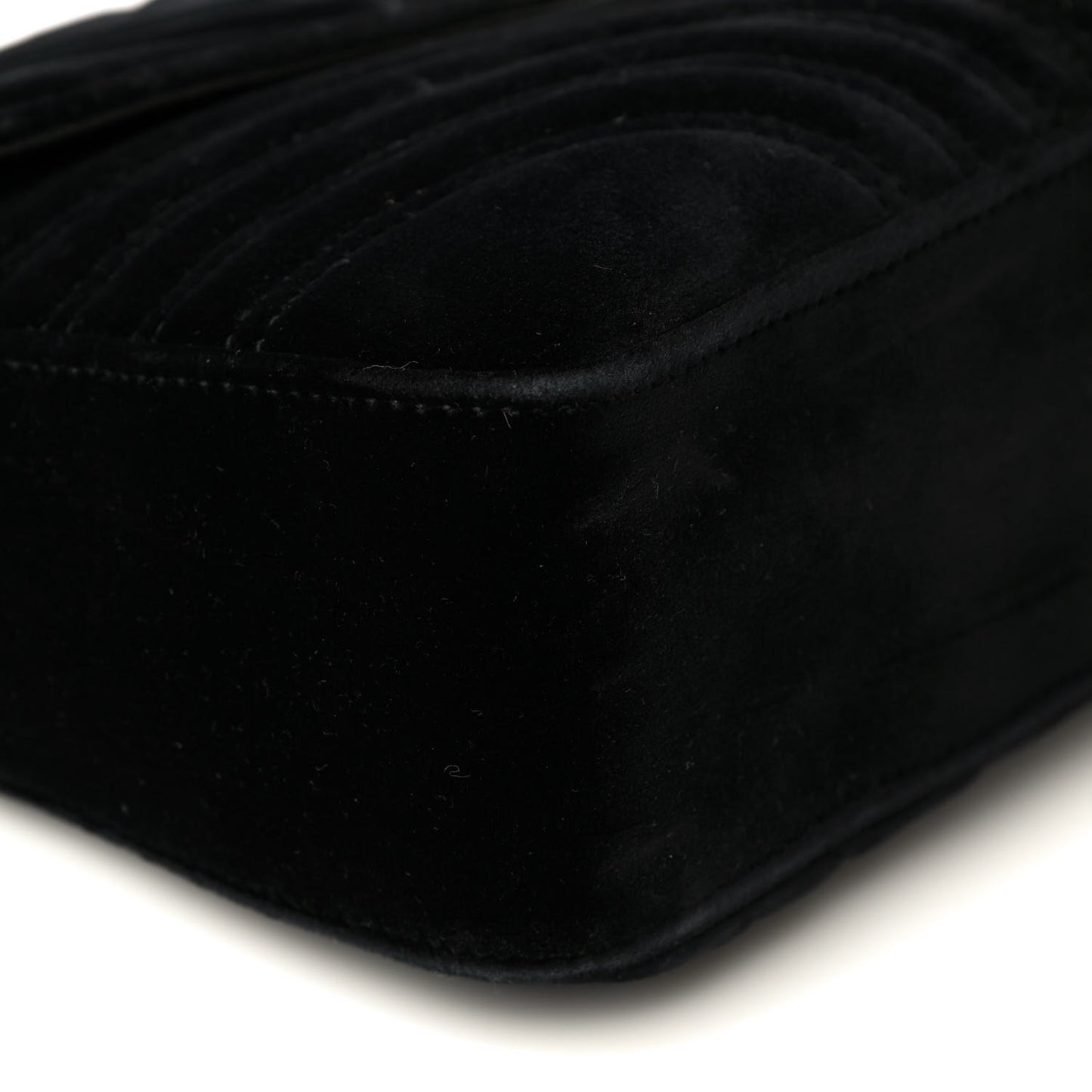 Velvet Matelasse Medium GG Marmont Shoulder Bag Black