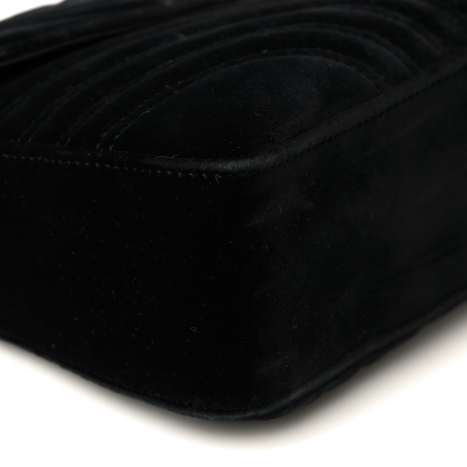 Gucci Velvet Matelasse Medium GG Marmont Shoulder Bag Black 9 of 14