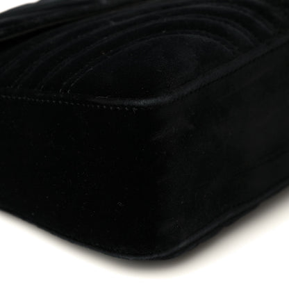 Gucci Velvet Matelasse Medium GG Marmont Shoulder Bag Black 9 of 14