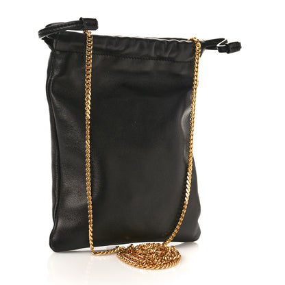 Saint Laurent Lambskin Paris Drawstring Pouch Black 2 of 9