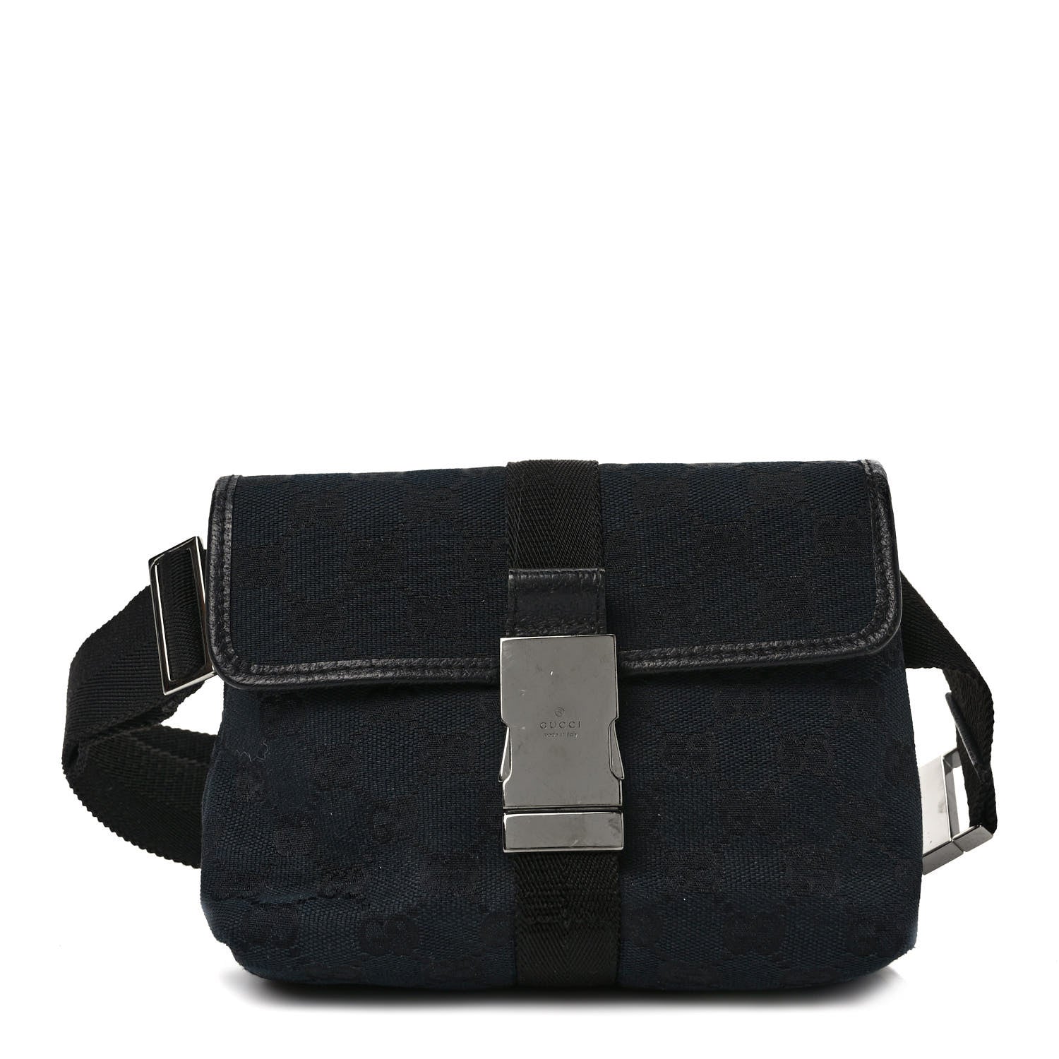 Gucci GG Monogram Web Buckle Belt Bag Black 1 of 9