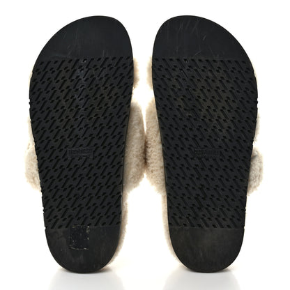 Hermes Woolskin Womens Chypre Sandals 39 Ecru 5 of 8